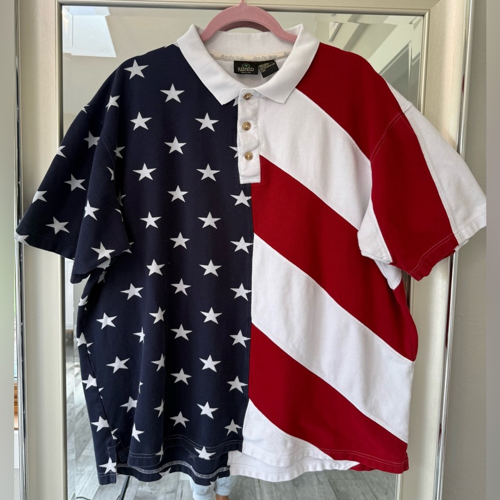 RedHead Men's Patriotic Stars & Stripes Polo - Navy, White, Red